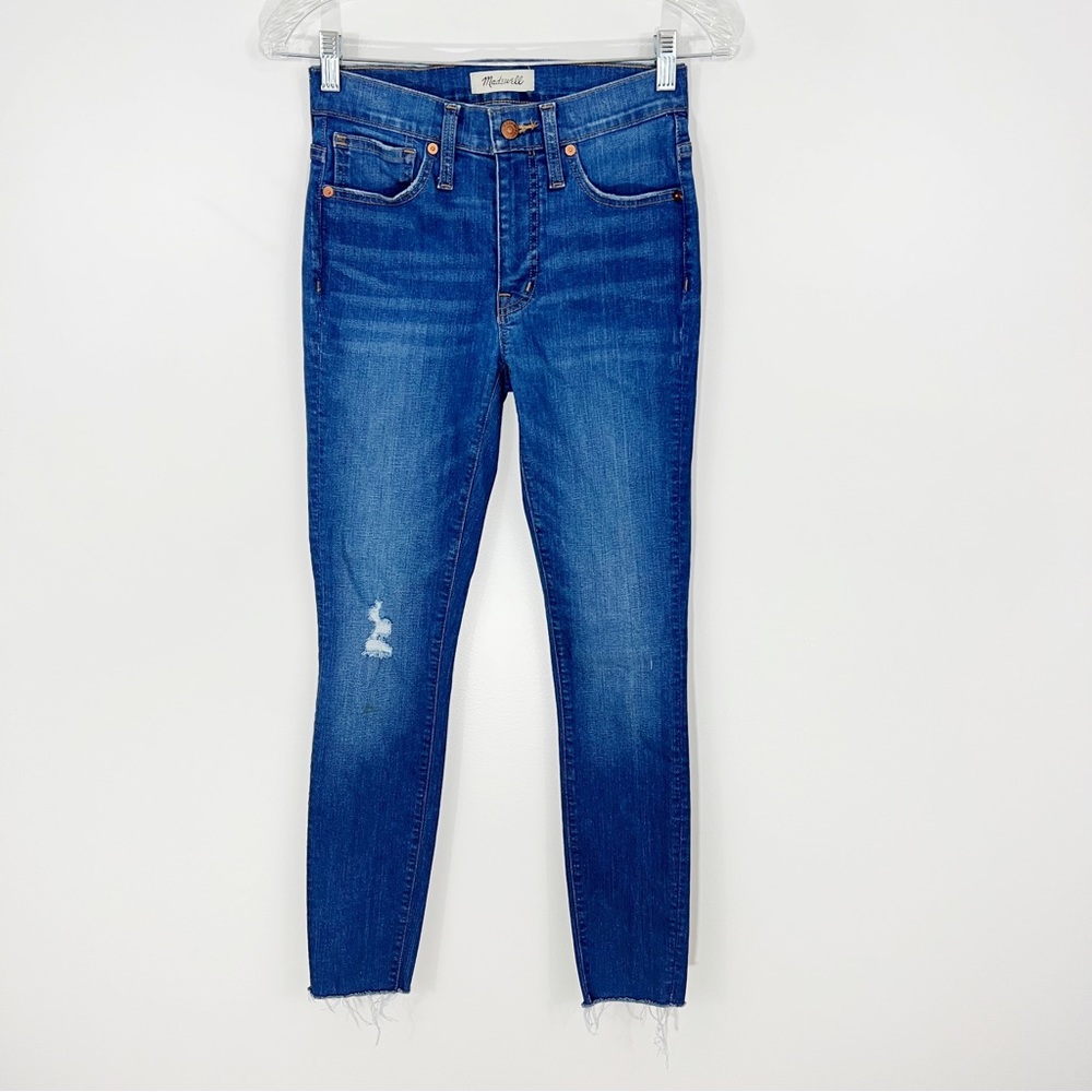 Madewell 9” Mid Rise Skinny Jeans Frayed Hem Geoff Distressed 24